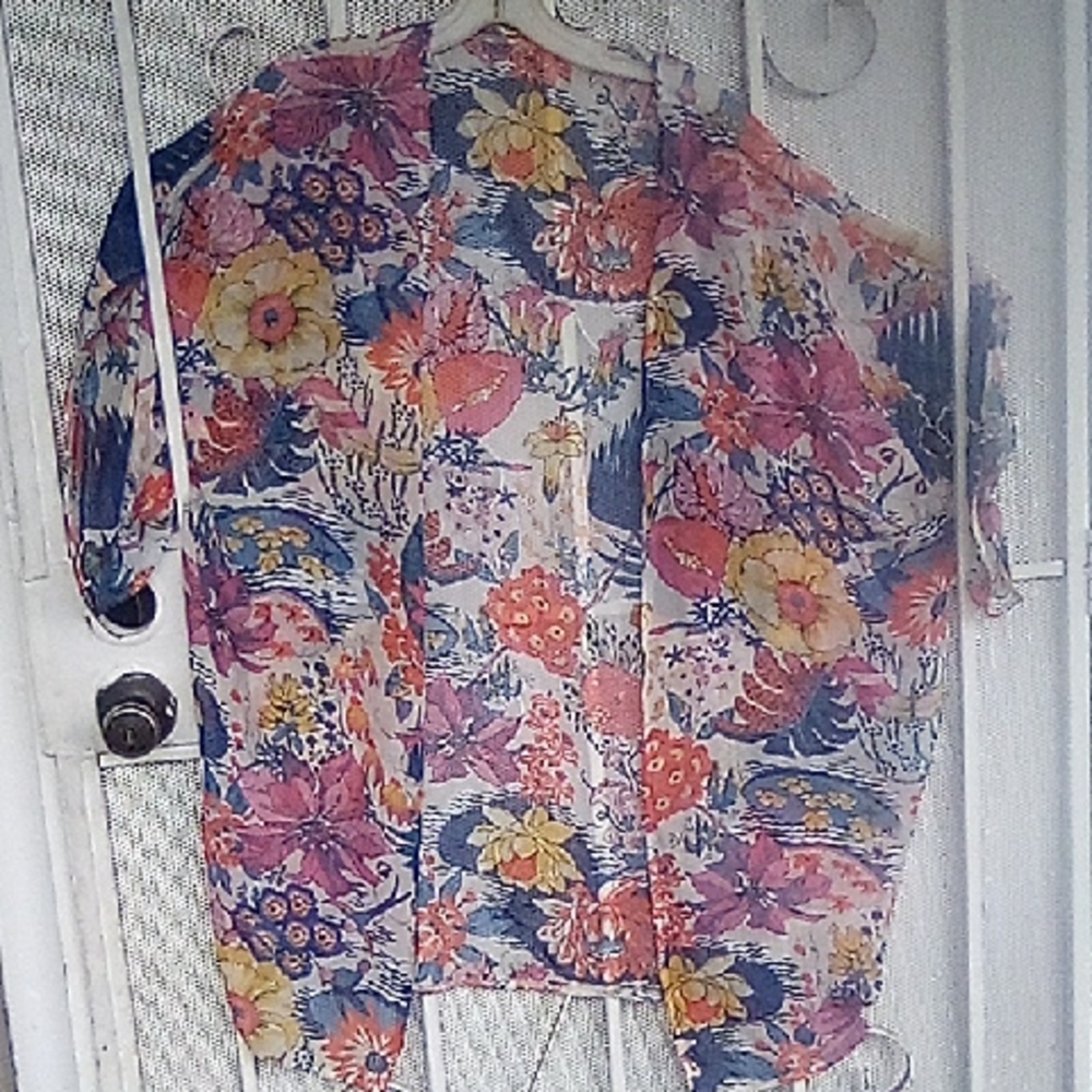 Ultra Sheer Bathing Suit Cover Up Floral Breezy Beach Resort Wear One size Fits